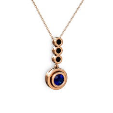 Belinda Kolye - Lab safir ve siyah zirkon 8 ayar rose altın kolye (40 cm rose altın rolo zincir) #g18pan