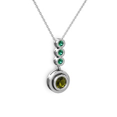 Belinda Kolye - Peridot ve yeşil kuvars 14 ayar beyaz altın kolye (40 cm gümüş rolo zincir) #gm9c7q