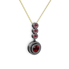 Belinda Kolye - Garnet ve kök yakut 925 ayar siyah rodyum kaplama gümüş kolye (40 cm altın rolo zincir) #gxqkmk