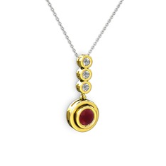 Belinda Kolye - Kök yakut ve swarovski 8 ayar altın kolye (40 cm beyaz altın rolo zincir) #gytj3h
