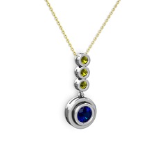 Belinda Kolye - Lab safir ve peridot 14 ayar beyaz altın kolye (40 cm altın rolo zincir) #hqi0gh