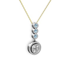 Belinda Kolye - Swarovski ve akuamarin 925 ayar gümüş kolye (40 cm altın rolo zincir) #i2begm
