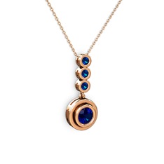 Belinda Kolye - Lab safir 8 ayar rose altın kolye (40 cm rose altın rolo zincir) #icng0z