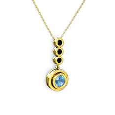 Belinda Kolye - Akuamarin ve siyah zirkon 14 ayar altın kolye (40 cm altın rolo zincir) #iitc1r