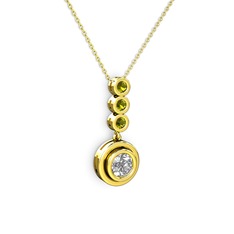 Belinda Kolye - Beyaz zirkon ve peridot 18 ayar altın kolye (40 cm altın rolo zincir) #iqcn09