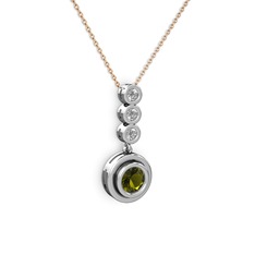 Belinda Kolye - Peridot ve elmas 8 ayar beyaz altın kolye (0.33 karat, 40 cm gümüş rolo zincir) #ixpcl6