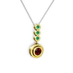 Belinda Kolye - Garnet ve kök zümrüt 14 ayar altın kolye (40 cm beyaz altın rolo zincir) #jid3cq