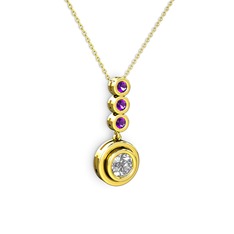Belinda Kolye - Swarovski ve ametist 18 ayar altın kolye (40 cm altın rolo zincir) #jndrp