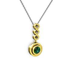 Yeşil kuvars ve dumanlı kuvars 14 ayar altın kolye (40 cm gümüş rolo zincir)