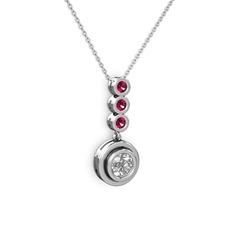 Belinda Kolye - Elmas ve rodolit garnet 8 ayar beyaz altın kolye (0.68 karat, 40 cm beyaz altın rolo zincir) #k2xhkg