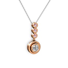 Belinda Kolye - Elmas ve pembe kuvars 14 ayar rose altın kolye (0.68 karat, 40 cm beyaz altın rolo zincir) #k60ll0