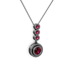 Belinda Kolye - Rodolit garnet 925 ayar siyah rodyum kaplama gümüş kolye (40 cm gümüş rolo zincir) #keftxw