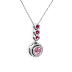 Belinda Kolye - Pembe kuvars ve rodolit garnet 925 ayar gümüş kolye (40 cm gümüş rolo zincir) #knwme0
