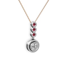 Belinda Kolye - Swarovski ve kök yakut 925 ayar gümüş kolye (40 cm gümüş rolo zincir) #krm26e