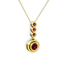 Belinda Kolye - Rodolit garnet 925 ayar altın kaplama gümüş kolye (40 cm altın rolo zincir) #l0552f