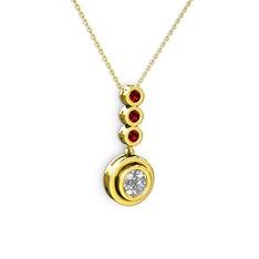 Belinda Kolye - Swarovski ve garnet 18 ayar altın kolye (40 cm altın rolo zincir) #l8bj52
