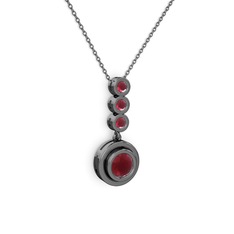 Belinda Kolye - Kök yakut 925 ayar siyah rodyum kaplama gümüş kolye (40 cm gümüş rolo zincir) #lc1tnc