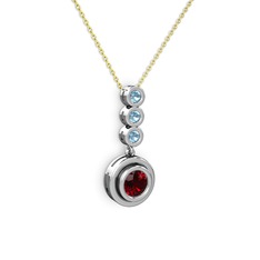 Belinda Kolye - Garnet ve akuamarin 14 ayar beyaz altın kolye (40 cm altın rolo zincir) #lfbil5