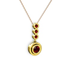 Garnet 8 ayar altın kolye (40 cm rose altın rolo zincir)