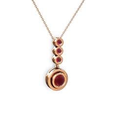 Kök yakut 14 ayar rose altın kolye (40 cm rose altın rolo zincir)