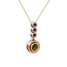 Belinda Kolye - Peridot ve lab safir 8 ayar rose altın kolye (40 cm altın rolo zincir) #n4g2b7