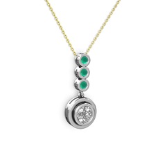 Belinda Kolye - Swarovski ve kök zümrüt 18 ayar beyaz altın kolye (40 cm altın rolo zincir) #n7b4m7