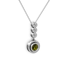 Belinda Kolye - Peridot ve elmas 925 ayar gümüş kolye (0.33 karat, 40 cm gümüş rolo zincir) #np71n5