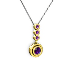 Belinda Kolye - Ametist 8 ayar altın kolye (40 cm gümüş rolo zincir) #nr6hyh