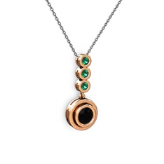 Belinda Kolye - Siyah zirkon ve yeşil kuvars 8 ayar rose altın kolye (40 cm gümüş rolo zincir) #ns5hrm