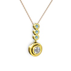 Belinda Kolye - Elmas ve akuamarin 8 ayar altın kolye (0.68 karat, 40 cm rose altın rolo zincir) #nyo8vb