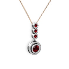 Belinda Kolye - Garnet 925 ayar gümüş kolye (40 cm rose altın rolo zincir) #oc6pml