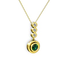 Belinda Kolye - Yeşil kuvars ve swarovski 925 ayar altın kaplama gümüş kolye (40 cm altın rolo zincir) #ol0l2k