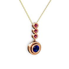 Belinda Kolye - Lab safir ve rodolit garnet 18 ayar rose altın kolye (40 cm altın rolo zincir) #oozhva
