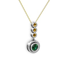 Belinda Kolye - Yeşil kuvars ve sitrin 925 ayar gümüş kolye (40 cm gümüş rolo zincir) #opz5g9