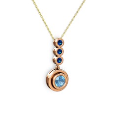 Belinda Kolye - Akuamarin ve lab safir 8 ayar rose altın kolye (40 cm altın rolo zincir) #os1i7r