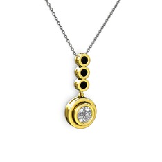 Elmas ve siyah zirkon 14 ayar altın kolye (0.68 karat, 40 cm gümüş rolo zincir)