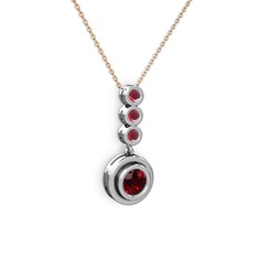 Garnet ve kök yakut 925 ayar gümüş kolye (40 cm gümüş rolo zincir)