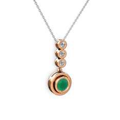 Belinda Kolye - Kök zümrüt ve elmas 8 ayar rose altın kolye (0.33 karat, 40 cm gümüş rolo zincir) #pjqy8i