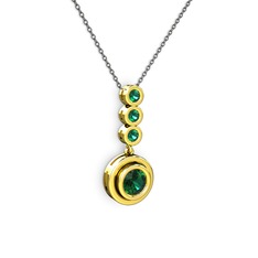 Belinda Kolye - Yeşil kuvars 8 ayar altın kolye (40 cm gümüş rolo zincir) #q168qx