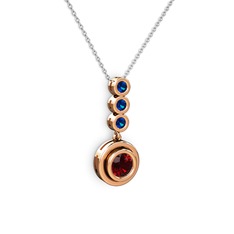 Belinda Kolye - Garnet ve lab safir 18 ayar rose altın kolye (40 cm gümüş rolo zincir) #qa0q4n