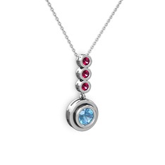 Belinda Kolye - Akuamarin ve rodolit garnet 18 ayar beyaz altın kolye (40 cm beyaz altın rolo zincir) #qbmd4l