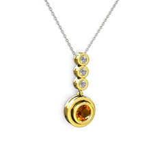 Belinda Kolye - Sitrin ve elmas 8 ayar altın kolye (0.33 karat, 40 cm beyaz altın rolo zincir) #qgoimt