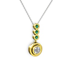 Belinda Kolye - Elmas ve yeşil kuvars 14 ayar altın kolye (0.68 karat, 40 cm beyaz altın rolo zincir) #qyxexq