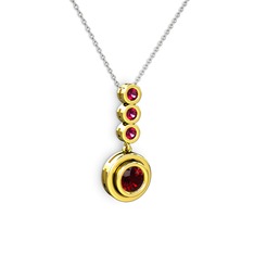 Belinda Kolye - Garnet ve rodolit garnet 925 ayar altın kaplama gümüş kolye (40 cm gümüş rolo zincir) #r5wvgj