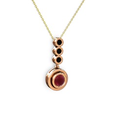 Belinda Kolye - Kök yakut ve siyah zirkon 8 ayar rose altın kolye (40 cm altın rolo zincir) #rz3zjf