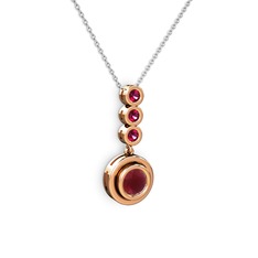 Kök yakut ve rodolit garnet 14 ayar rose altın kolye (40 cm beyaz altın rolo zincir)