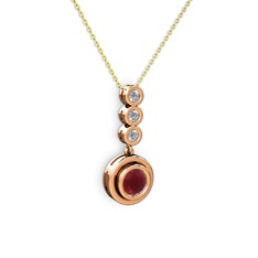 Kök yakut ve swarovski 8 ayar rose altın kolye (40 cm altın rolo zincir)