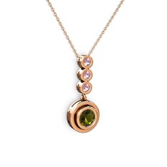 Belinda Kolye - Peridot ve pembe kuvars 8 ayar rose altın kolye (40 cm rose altın rolo zincir) #sgdhpo