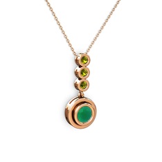 Belinda Kolye - Kök zümrüt ve peridot 8 ayar rose altın kolye (40 cm rose altın rolo zincir) #siuf45