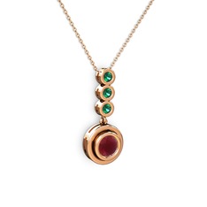 Belinda Kolye - Kök yakut ve yeşil kuvars 18 ayar rose altın kolye (40 cm rose altın rolo zincir) #soejmj